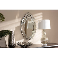 Baxton Studio RXW-6162-1 Livia Classic and Traditional Silver Finished Venetian Style Accent Wall Mirror